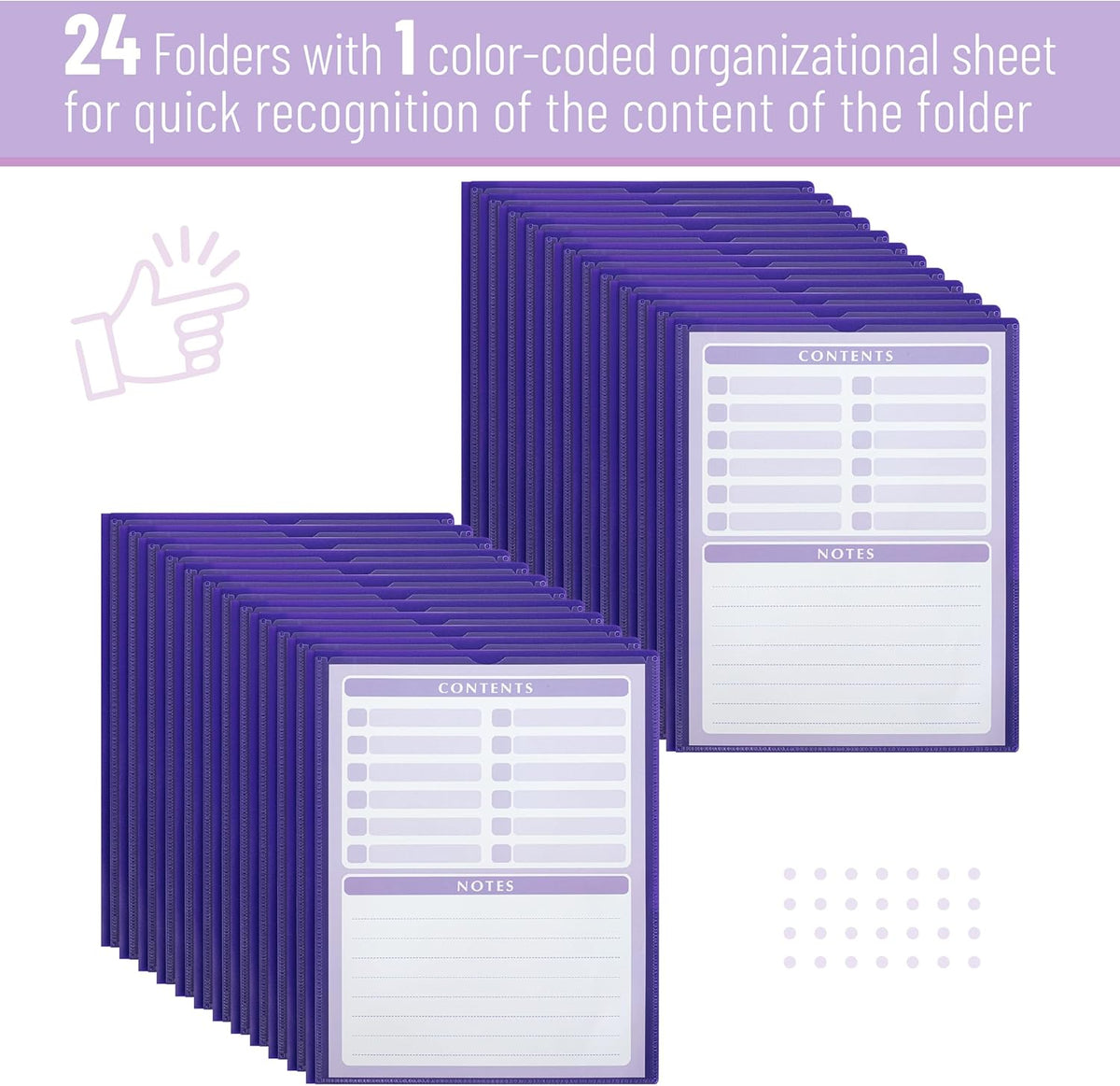 Mr. Pen- Plastic Folders with Pockets and Prongs, 24 Pack, Letter Size, Purple, Flexible Plastic Folders with Prongs