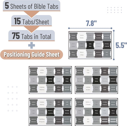 Mr. Pen- Bible Tabs, 75 Tabs, Gray, Laminated Bible Tabs for Women and Men