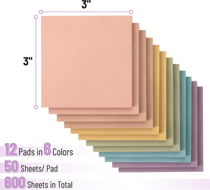 Mr. Pen- Sticky Notes, 3”x3”, 12 Pads, Pastel Colors Sticky Notes, Sticky Note, Self-Stick Note Pads