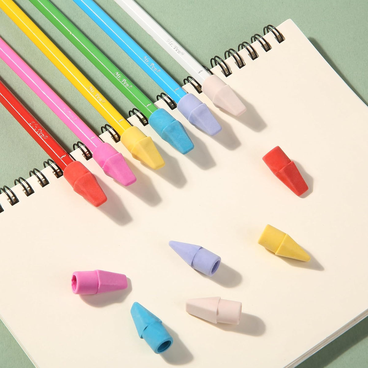 Mr. Pen- Pencil Erasers Toppers, 120 Pack, Colorful, Latex Free, No Smudge, Mr Pen Erasers for Pencils, Pencil Top Erasers, Eraser Caps