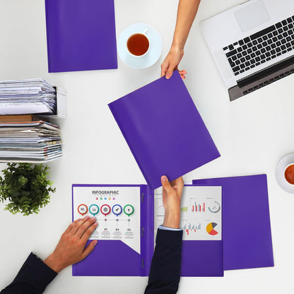 Mr. Pen- Plastic Folders with Pockets and Prongs, 5 Pack, Purple, Pocket Folders, Folders with Prongs