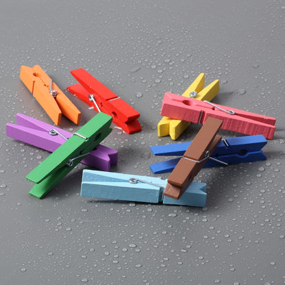 Wooden Clothes Pins, Colorful, 50 Pack, 2.85 Inch, Strong Grip