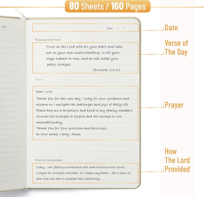 Mr. Pen- Prayer Journal for Women and Men, 8.4"x5.7", 80 Sheets, Light Beige, Bible Journal for Women