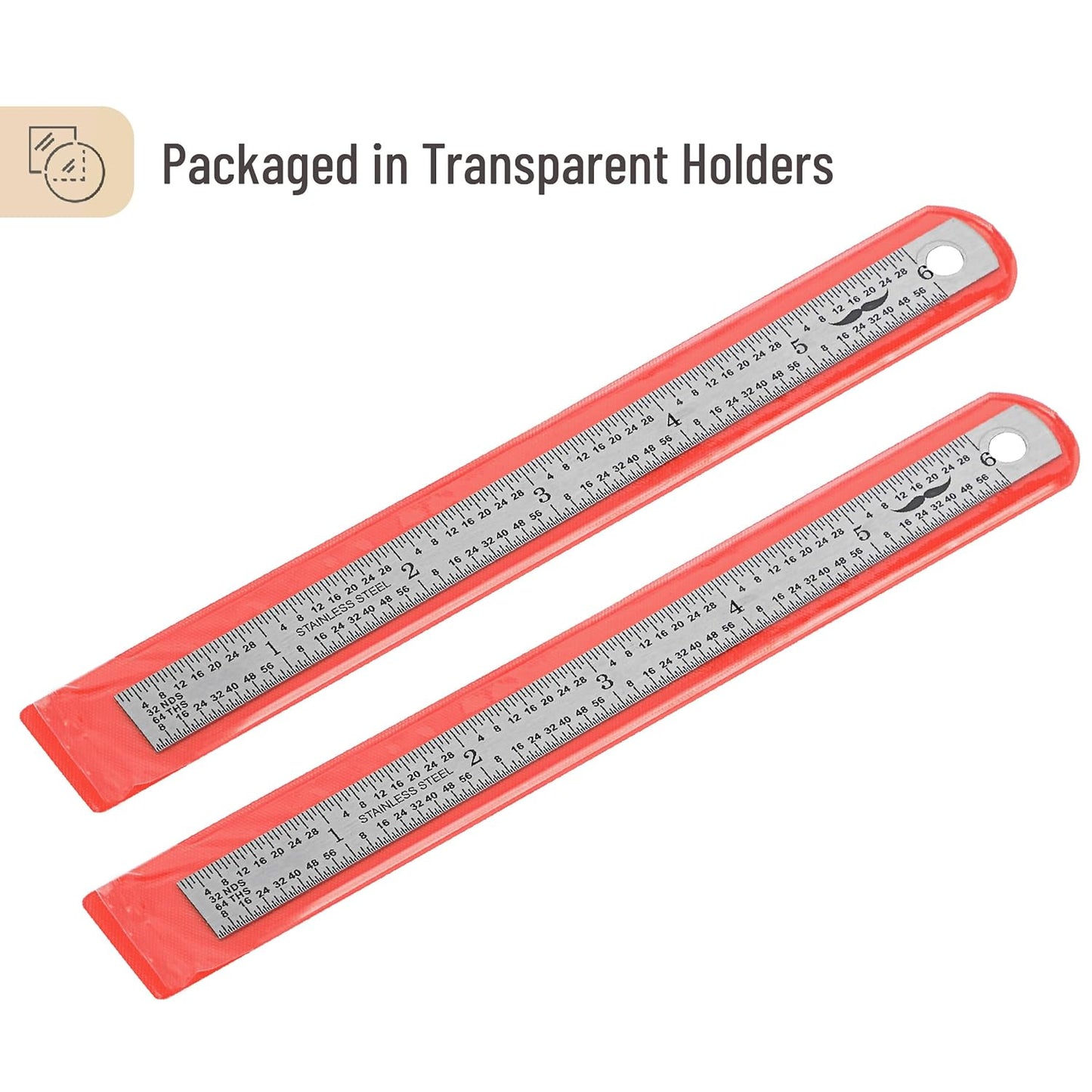 Mr. Pen- Machinist Ruler, 6-inch, 2 Pack, 1/64, 1/32, 1/100, 1/10 Graduations