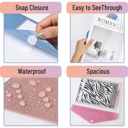Mr. Pen- Clear Plastic Envelopes with Snap Closure, 30 Pack, A4, Letter Size, Colorful Flaps