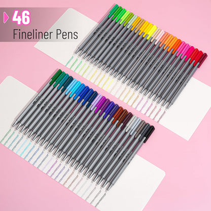 Bulk Fineliner Pens, 46 Pack, 0.4mm Fine Tip, Colorful