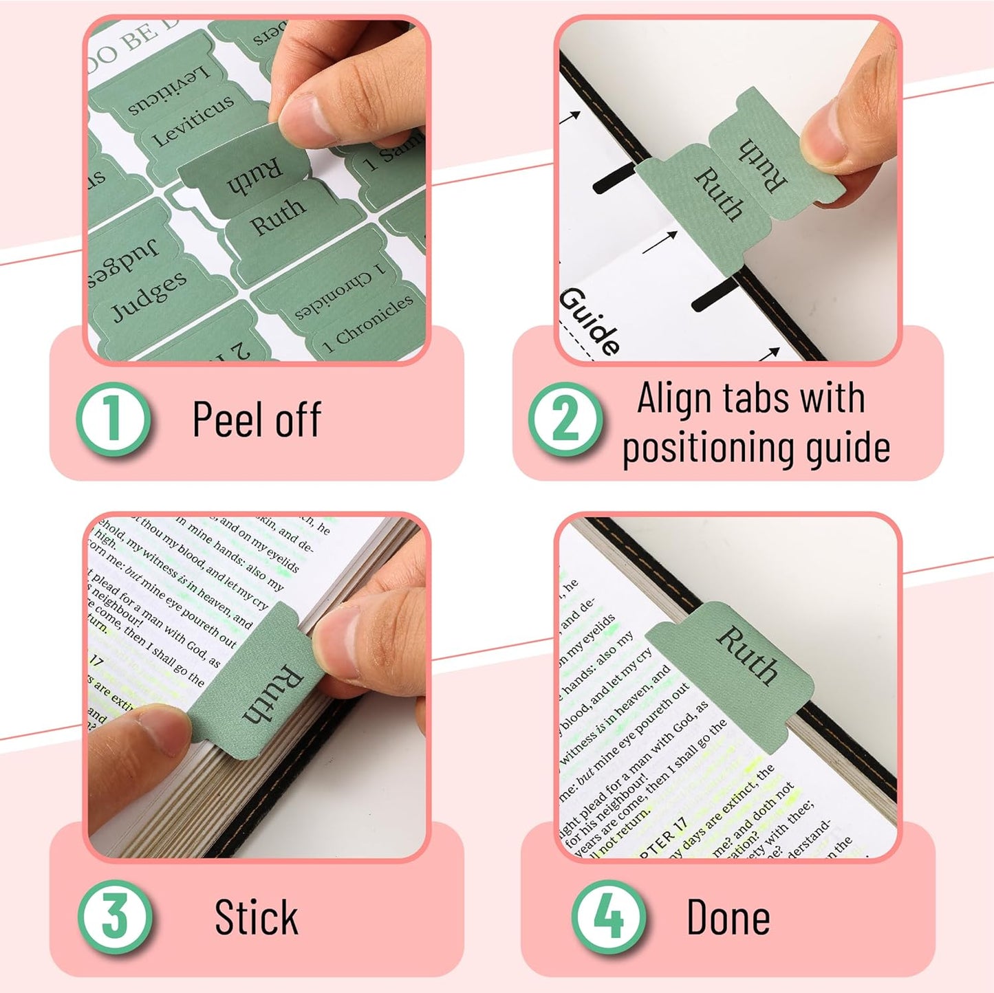 Mr. Pen- Bible Tabs, 75 Tabs, Forest Green, Laminated Bible Tabs for Women and Men, Bible Tabs for Study Bible, Bible Index Tabs