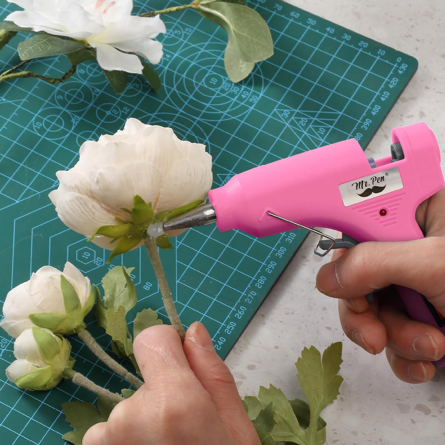 Mr. Pen- Hot Glue Gun Kit, 20W, Pink and Gray, Glue Gun with 10 Glue Sticks