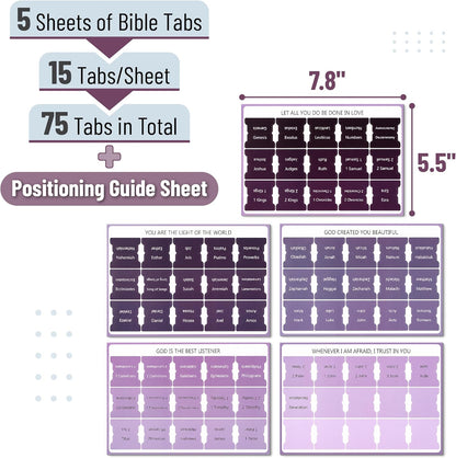 Mr. Pen- Bible Tabs, 75 Tabs, Ethereal Amethyst, Laminated Bible Tabs for Women and Men, Bible Tabs for Study Bible