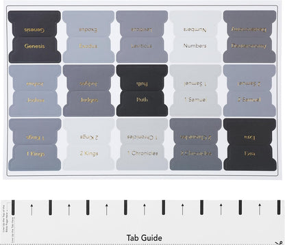 Mr. Pen- Bible Tabs, 75 pcs, Shades of Gray, Gold Foil Embossed Lettering
