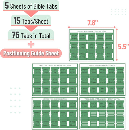 Mr. Pen- Bible Tabs, 75 Tabs, Forest Green, Laminated Bible Tabs for Women and Men, Bible Tabs for Study Bible, Bible Index Tabs