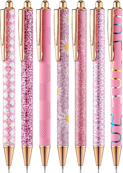 Mr. Pen- Fancy Pens for Women, 7 Black Ink Ballpoint Pens with 10 Refills, 1.0mm, Rose Gold Reverie, Glitter Cute Pens for Journaling