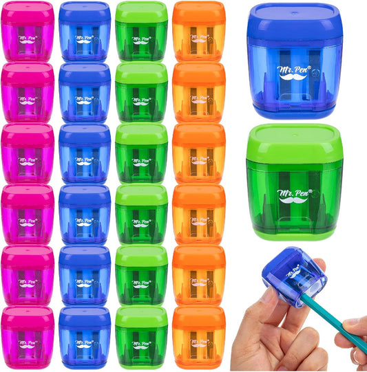 Mr. Pen- Pencil Sharpeners Manual, 24 Pack, Dual Hole, Colorful Pencil Sharpeners Handheld Pencil Sharpener