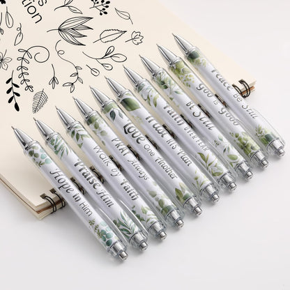 Mr. Pen- Christian Pen Set, 10 Pack, Green Elegance, Black Ink, Bible Verse Pen
