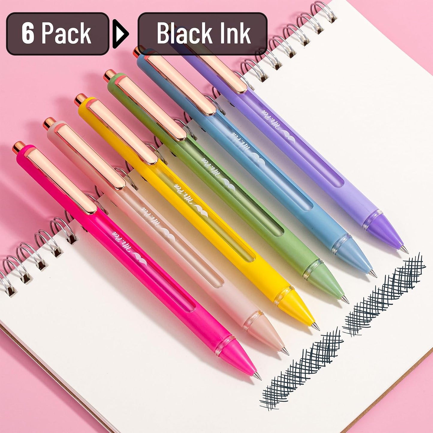 Mr. Pen- Retractable Gel Pens, 6 Pack, Black Ink Gel Pens