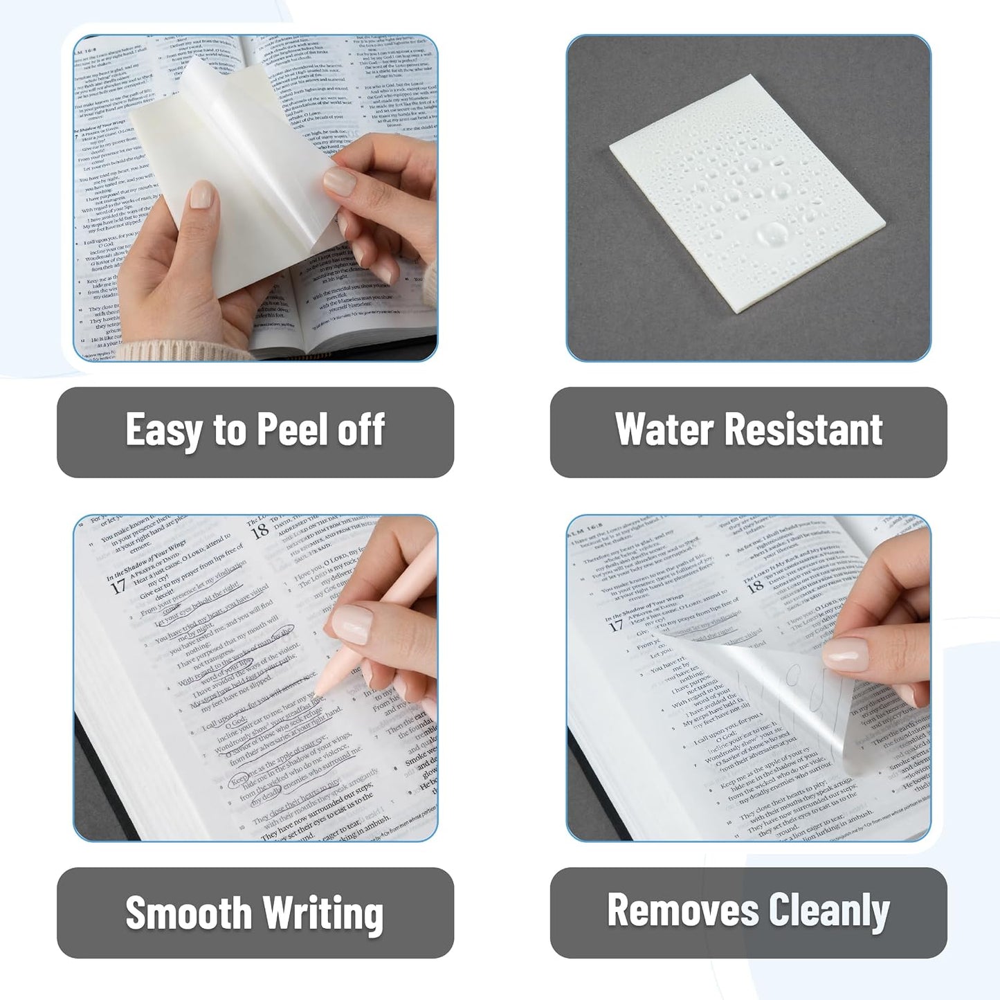 Mr. Pen- Transparent Sticky Notes Set, 1000 Sheets, 6 Sizes