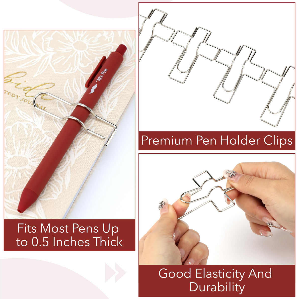 Mr. Pen- Metal Cross Pen Clips, 10 pcs, Rose Gold or Silver Cross Pen Holder