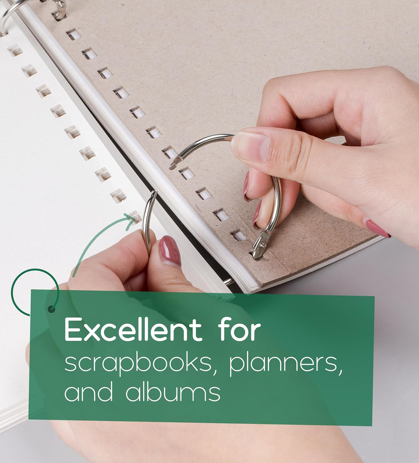 Loose Leaf Binder Ring, 100 Pack, 3 Sizes, Silver Binder Rings, Book R