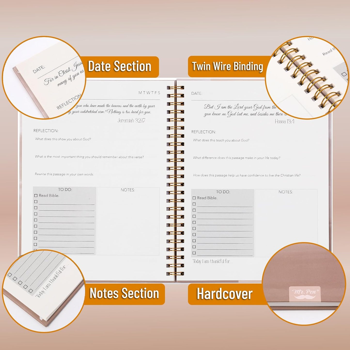 Mr. Pen- Bible Journaling Kit for Women, Golden Blush Color Theme, Bible Study Supplies Journaling Kit, Easter Gift