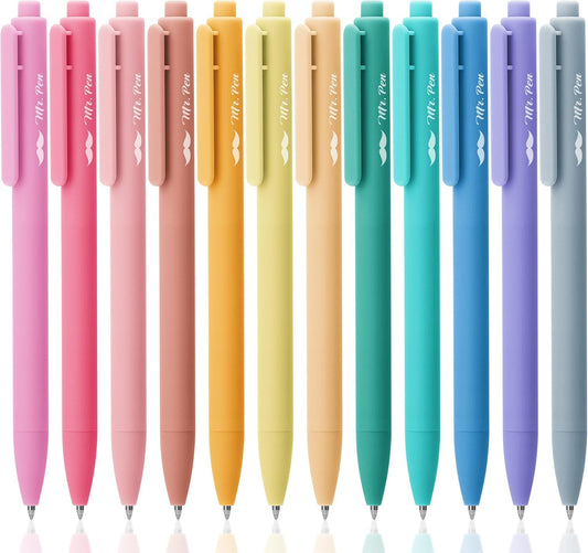 Retractable Gel Pens, 12 Pack, Assorted Colors, Fast Dry, Gel Pens Fine Point 0.7mm, Retractable Pens, Cute Pens, Gel Ink Pens, Aesthetic Pens for Journaling, Pastel Pens, Fine Tip Pens