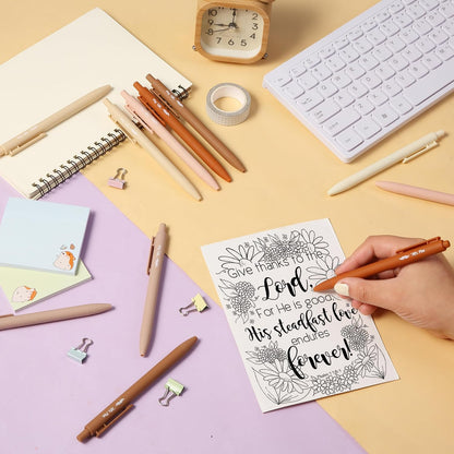 Mr. Pen- Retractable Gel Pens, 12 Pack, Black Ink, Natural Colors Barrels Gel Pens, Gel Pens Fine Point 0.5mm, Retractable Pens