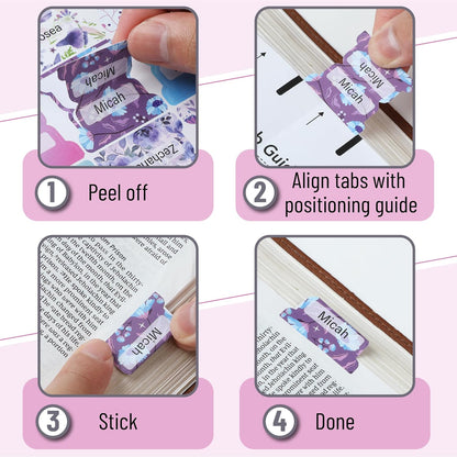 Mr. Pen- Bible Tabs, 120 pcs, Lavender Breeze, Laminated Bible Tabs for Women