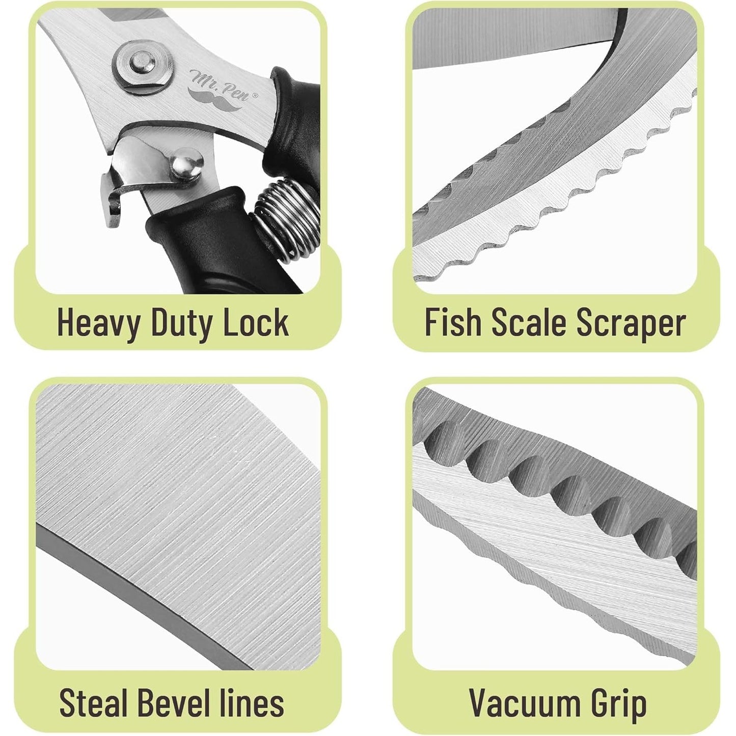 Heavy Duty Poultry Shears, Stainless Steel Meat Scissors, Lock