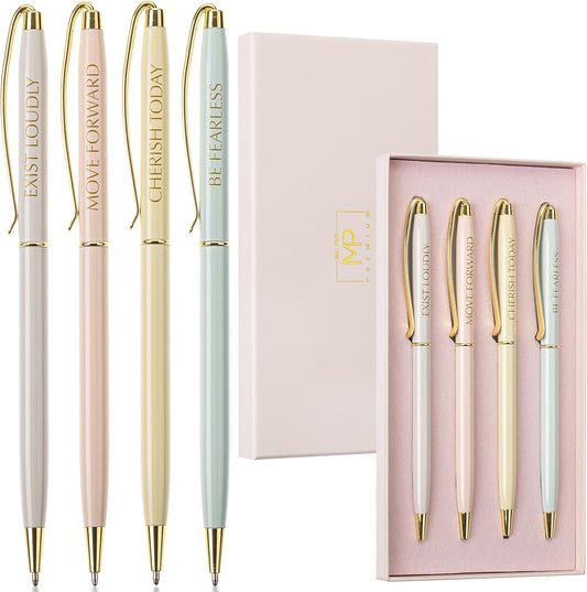 Fancy Pen Set, 4 pcs, Inspirational Pens for Women, Fancy Pens for Women, Motivational Pens, Pen Sets for Women Gift, Luxury Pens for Women, Appreciation Pens, Pen Gift Set