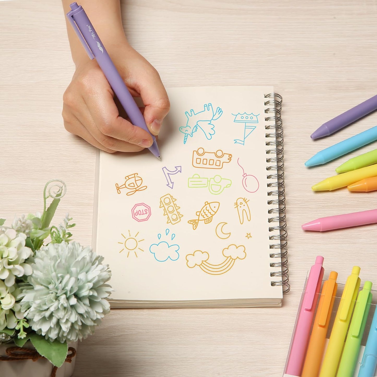 Mr. Pen- Retractable Gel Pens, 12 Pack, Bright Color Ink Gel Pens, Gel Pens Fine Point, Retractable Pens, Cute Pens, Gel Ink Pens