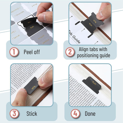 Mr. Pen- Bible Tabs, 75 pcs, Shades of Gray, Gold Foil Embossed Lettering