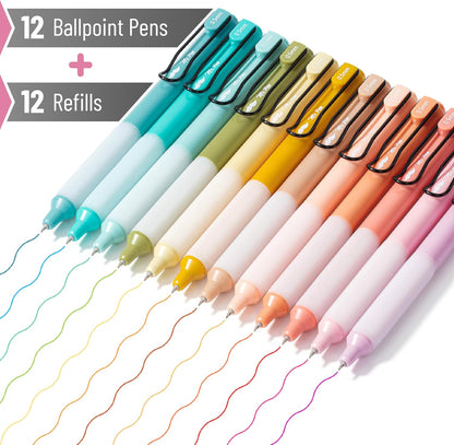 Mr. Pen- Retractable Gel Pens, 12 Pack, Colorful Ink Gel Pens with Case and 12 Refills, Gel Pens Fine Point 0.5mm, Retractable Pens