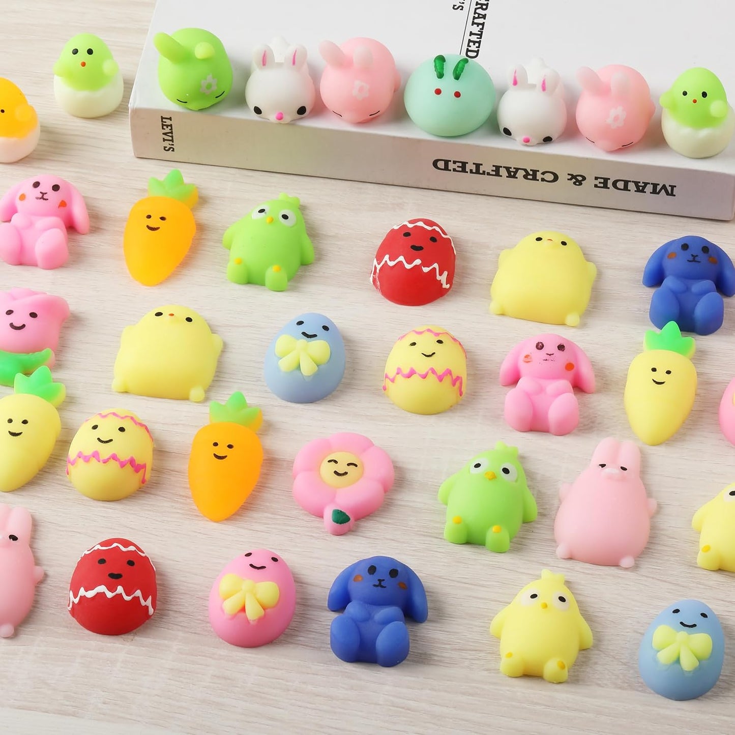 Easter Squishy Toys for Kids, 48 Pack, 24 Designs, Mochi