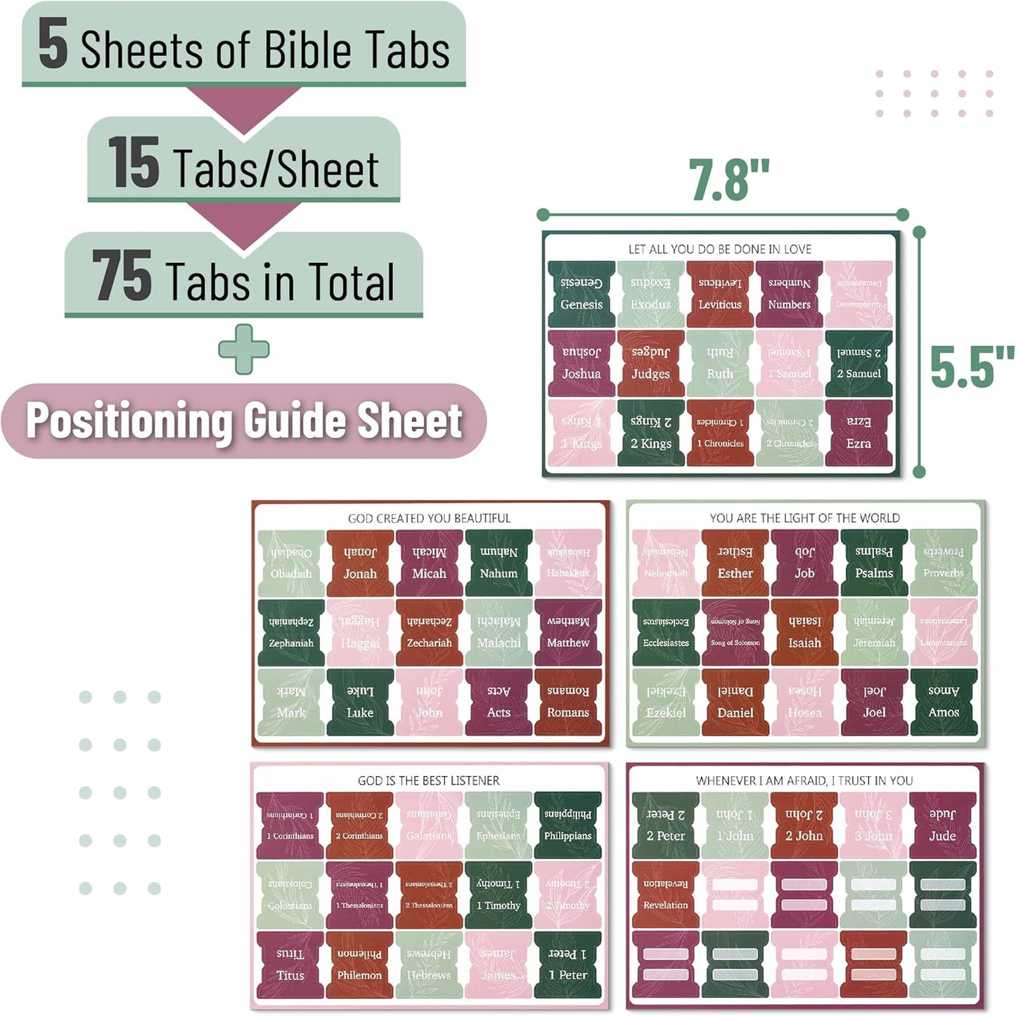 Mr. Pen- Bible Tabs, 75 Tabs, Secret Garden, Laminated Bible Tabs for Women and Men, Bible Tabs for Study Bible, Bible Index Tabs