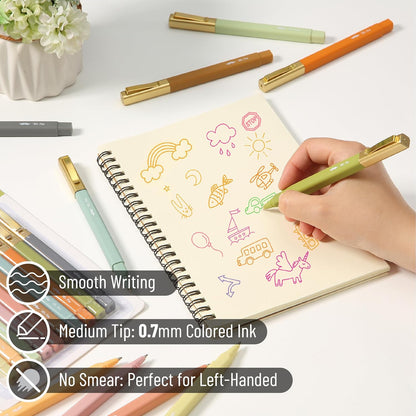 Aesthetic Pens, 10 Pack, Vibrant Colors, Fast Dry, No Smear Bible Pens No Bleed Through, 0.7mm Fine Point Pen, Ballpoint Pens Ballpoint, Fine Tip Pens for Note Taking, Pens Aesthetic