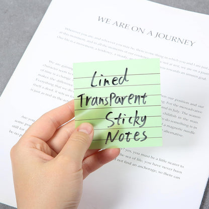 Lined Transparent Sticky Notes 3x3, 10 Pads, 500 Sheets