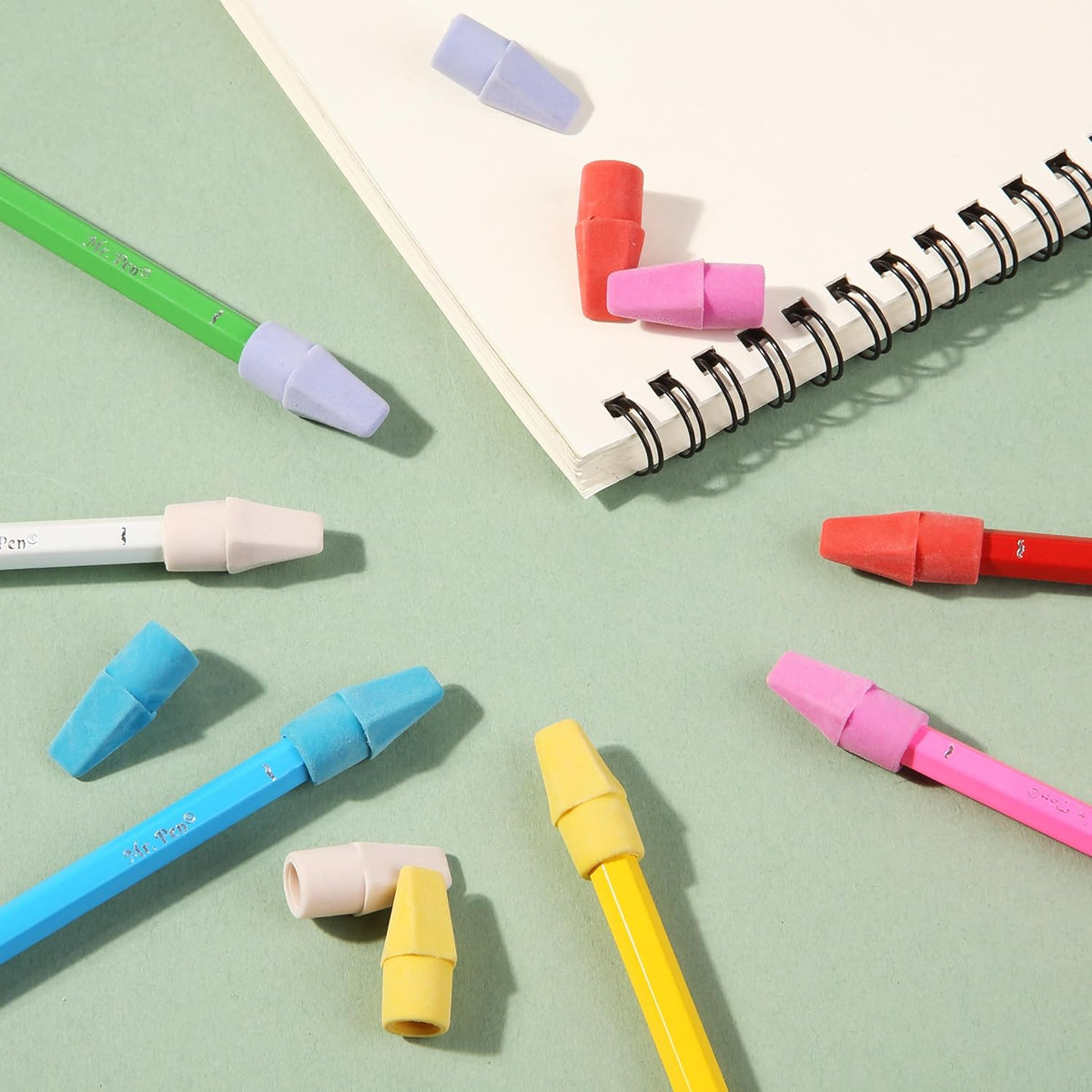 Mr. Pen- Pencil Erasers Toppers, 120 Pack, Colorful, Latex Free, No Smudge, Mr Pen Erasers for Pencils, Pencil Top Erasers, Eraser Caps
