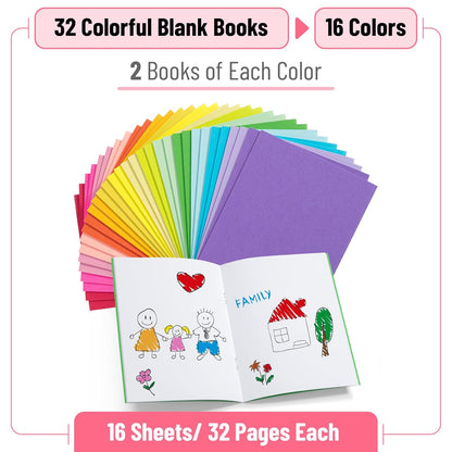 Mr. Pen- Colorful Blank Books, 4.2" x 5.5", 32 Pages, 32 Pack, Blank Notebooks for Kids,