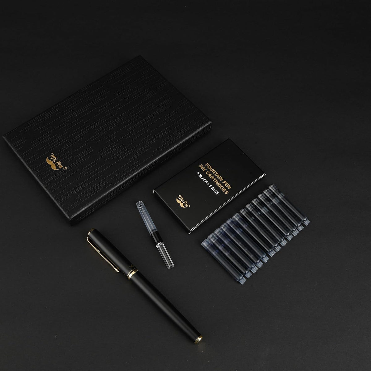 Mr. Pen- Fountain Pen Set, 6 Black & 6 Blue Ink Refills Cartridges