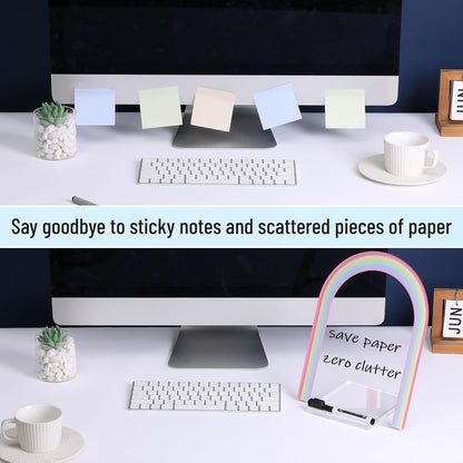 Mr. Pen- Clear Acrylic Board with Stand, 11.8" x 9", 3 Markers, Rainbow Theme, Clear Dry Erase Board for Desk