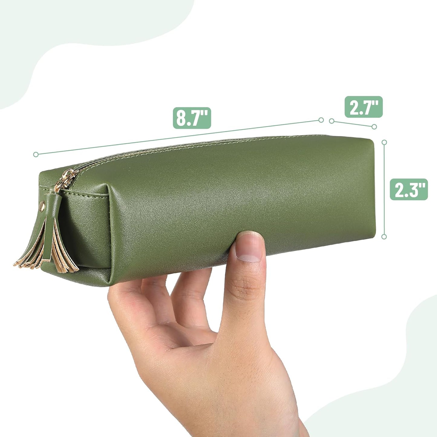 PU Leather Pencil Case, Green, Pencil Case Small Pencil Pouch Aesthetic Pencil Case, Cute Pencil Case Aesthetic, Leather Pencil Pouch Small Pencil Case Cute, Pencil Case for School