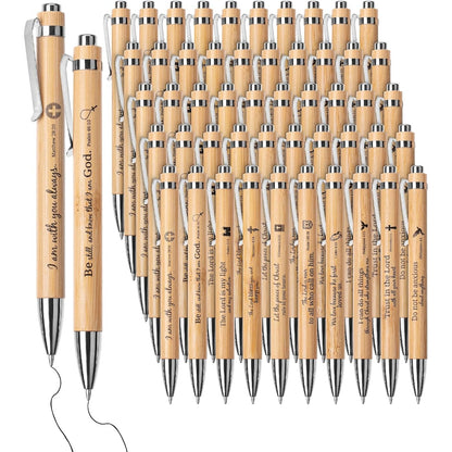 Mr. Pen- Bible Verse Pens, 50 Pack, Retractable Bamboo Pen, Black Ink, Christian Pens for Women Men