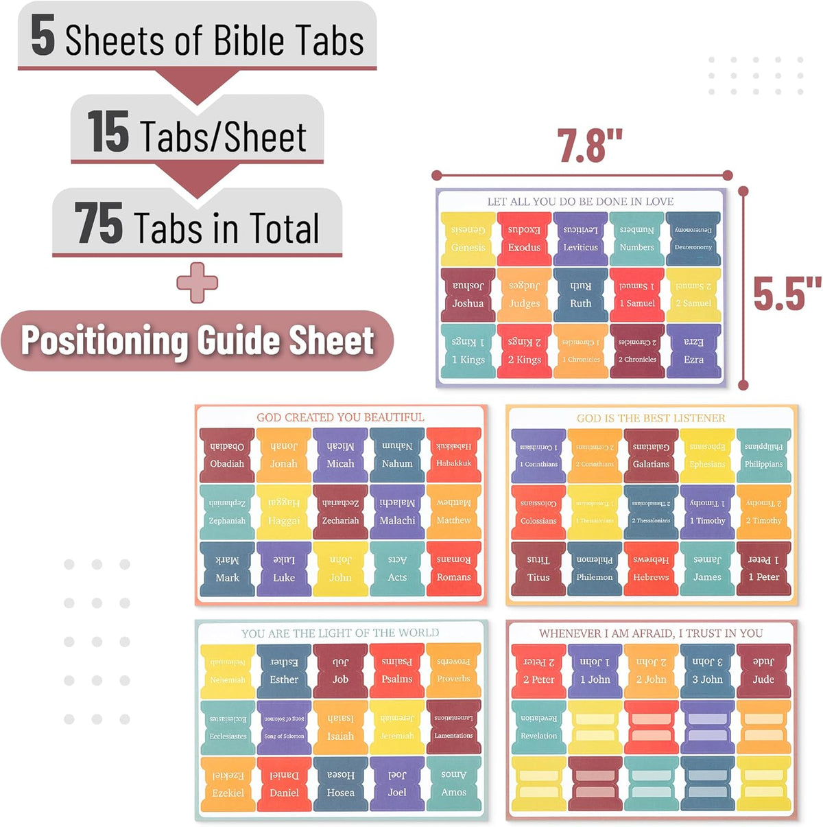 Mr. Pen- Bible Tabs, 75 Tabs, Elegant Rainbow, Laminated Bible Tabs for Women and Men, Bible Tabs for Study Bible