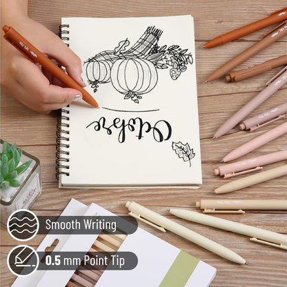 Mr. Pen- Retractable Gel Pens, 12 Pack, Black Ink, Natural Colors Barrels Gel Pens, Gel Pens Fine Point 0.5mm, Retractable Pens