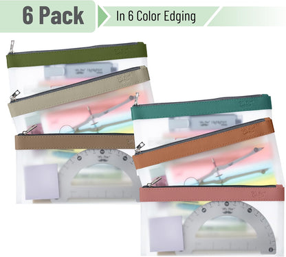 Mr. Pen- Clear Pencil Pouch, 6 Pack, Colorful, Pencil Bags, Clear Makeup Pouch