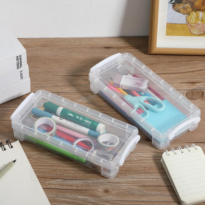 Mr. Pen- Clear Pencil Boxes, 6 Pack, Snap-Tight Lid, Crayon Box, Plastic