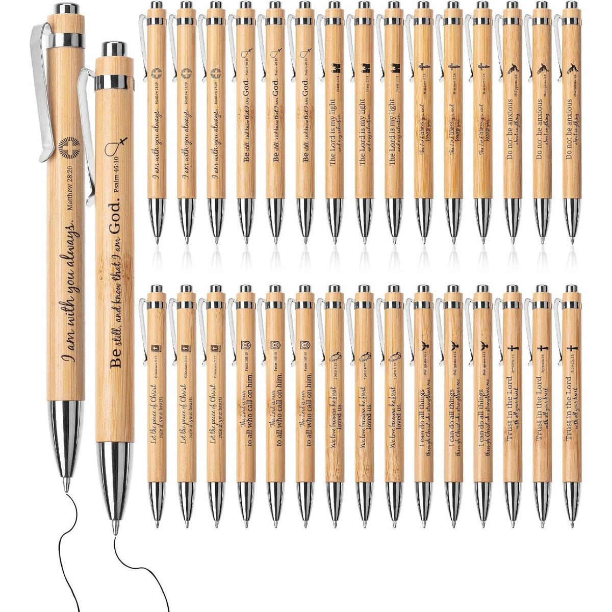 Mr. Pen- Bible Verse Pens, 30 Pack, Retractable Bamboo Pen, Black Ink, Christian Pens for Women Men, Bible Pens No Bleed Through, Ballpoint Pens Ballpoint
