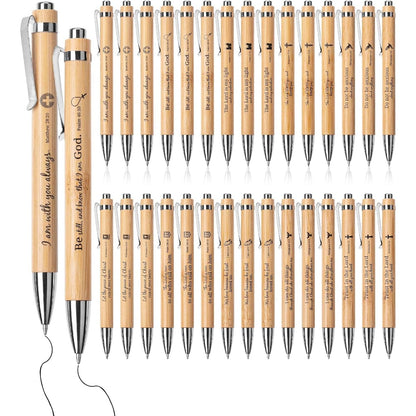 Mr. Pen- Bible Verse Pens, 30 Pack, Retractable Bamboo Pen, Black Ink, Christian Pens for Women Men, Bible Pens No Bleed Through, Ballpoint Pens Ballpoint