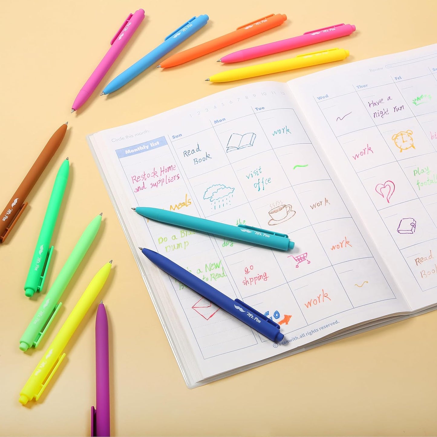 Retractable Gel Pens, 12 Pack, Bright Color Ink Gel Pens, Gel Pens Fine Point 0.7mm, Retractable Pens, Cute Pens, Gel Ink Pens, Aesthetic Pens for Journaling Fine Tip Pens