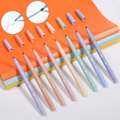 Mr. Pen- Dual Tip Aesthetic Highlighters, 8 pcs, Chisel & Brush Tips, Pastel Colors