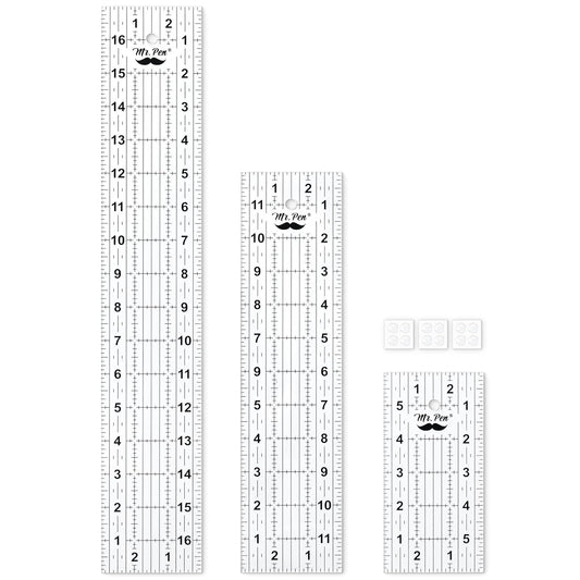 Sewing Ruler, 3 Pack, 6", 12" & 17", Acrylic Ruler, Quilting Ruler, Cutting Ruler, Acrylic Ruler for Cutting Fabric, Rulers for Quilting and Sewing, Non Slip Quilt Rulers, Sewing Supplies